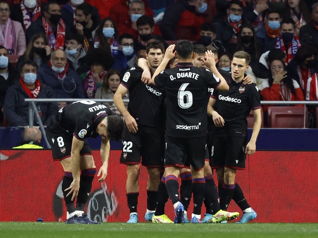 Gonzalo Melero del Levante festeggia il suo primo gol il 16 febbraio 2022