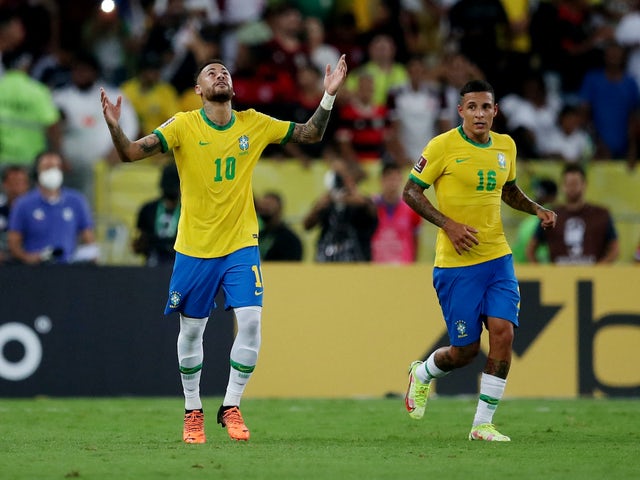 Il brasiliano Neymar festeggia il suo primo gol il 24 marzo 2022