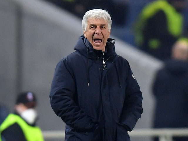Il tecnico dell'Atalanta Gian Piero Gasperini reagisce il 10 marzo 2022
