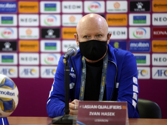 allenatore del Libano Ivan Hasek durante una conferenza stampa dopo la partita del 1 febbraio 2022